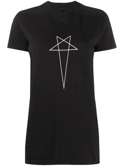 Rick Owens Drkshdw Star Print Crew Neck T-shirt In Black