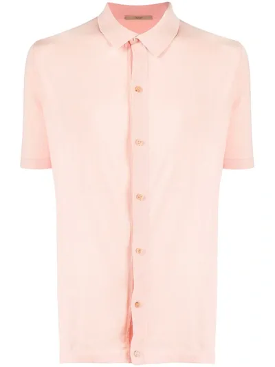 Roberto Collina Buttoned Short-sleeved T-shirt In Pink