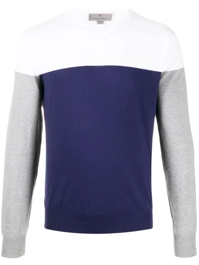 Canali Colour Block Jumper In White