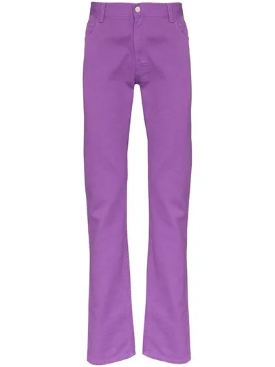 Raf Simons Patch Detail Slim-fit Jeans In Purple