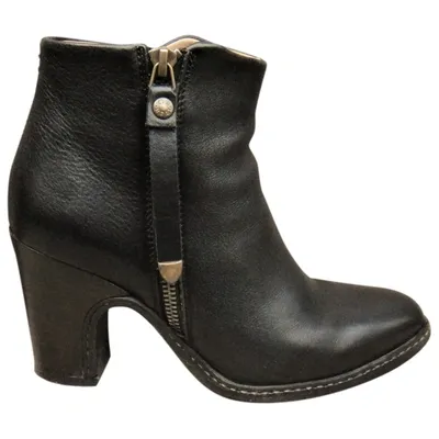 Pre-owned Buttero Leather Ankle Boots In Black