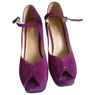 Pre-owned Saint Laurent Heels In Purple