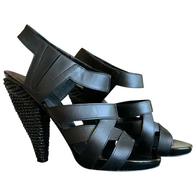 Pre-owned Bottega Veneta Leather Sandal In Black