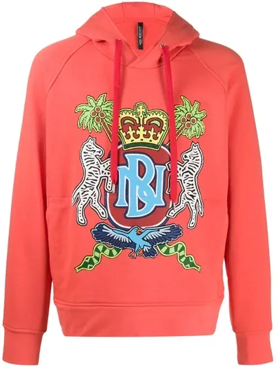 Neil Barrett Coat-of-arms Print Hoodie In Orange