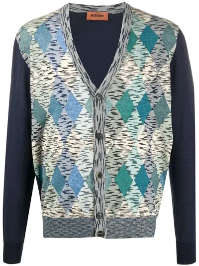 Missoni Argyle-knit Cardigan In Blue