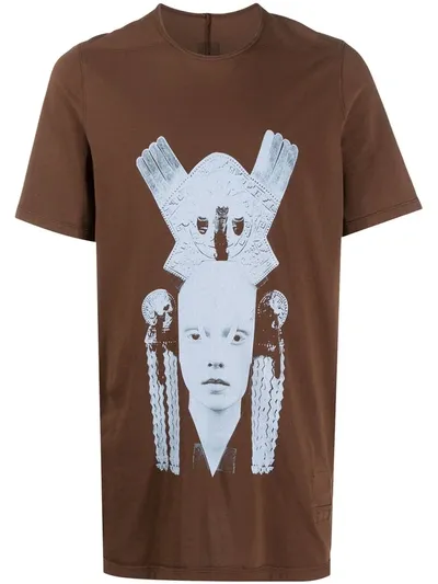 Rick Owens Drkshdw Graphic Print Round Neck T-shirt In Brown