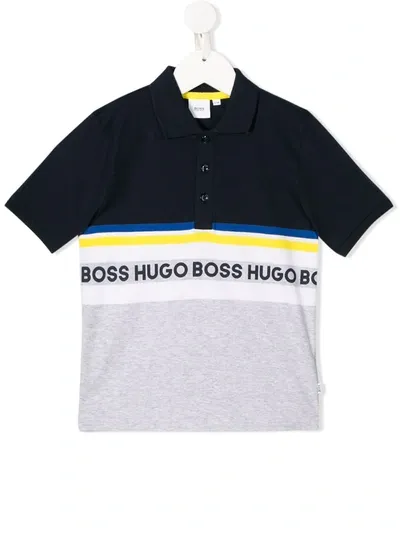 Hugo Boss Kids' Colour-block Polo Shirt In Blue