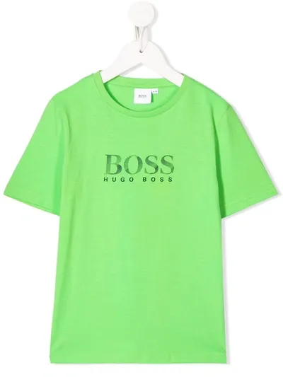 Hugo Boss Kids' Printed Logo T-shirt In Green