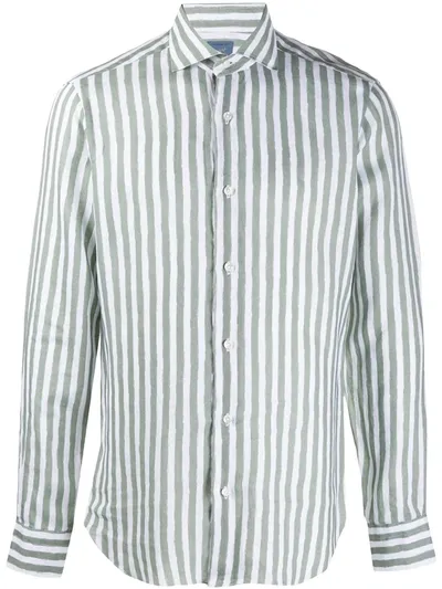 Barba Striped Shirt In Green