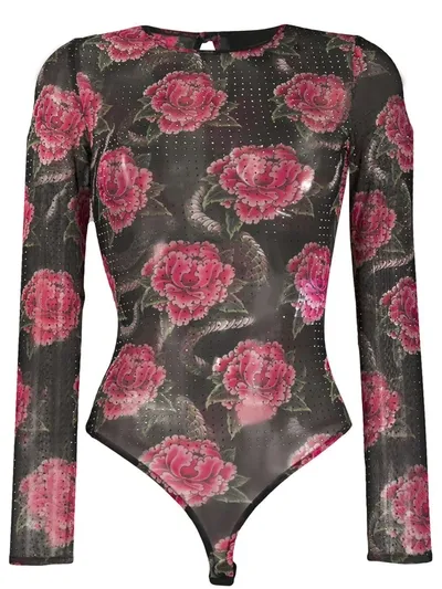 John Richmond Floral Print Body In Black