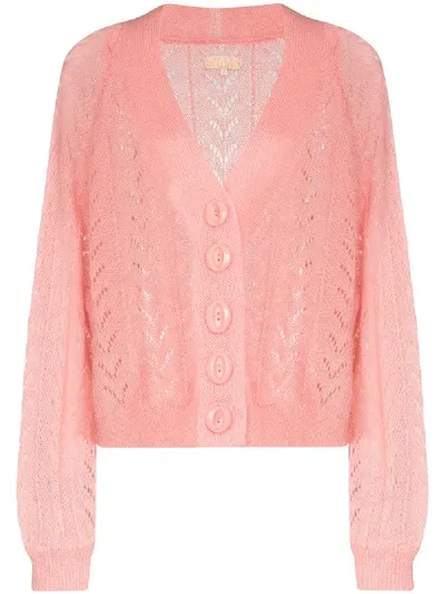 Bytimo Pointelle-knit Cardigan In Pink