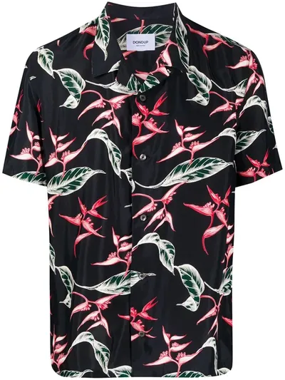 Dondup Botanical Print Shirt In Black