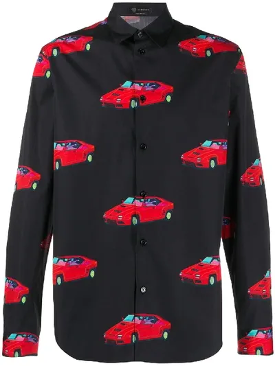 Versace Race Car Print Shirt In Black