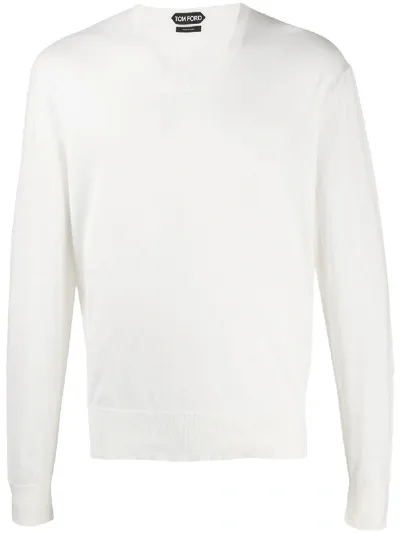 Tom Ford V-neck Jumper In White