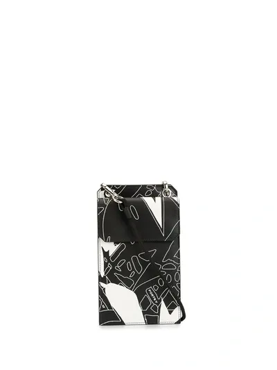 Ports V Abstract-print Cross-body Wallet In Black