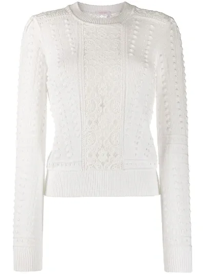 See By Chloé Lace Panel Jumper In White