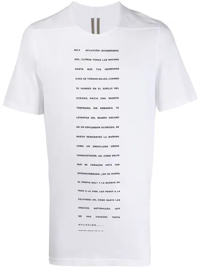 Rick Owens Drkshdw Cotton Slogan Print T-shirt In White