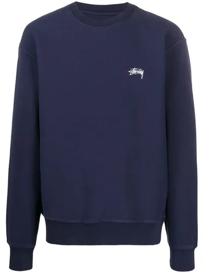 Stussy Logo-embroidered Sweatshirt In Blue