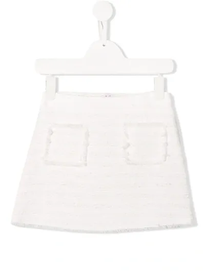 Il Gufo Kids' Tweed Mini Skirt In White