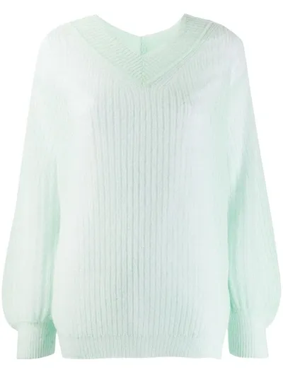 Forte Forte V-neck Ribbed Jumper In Green