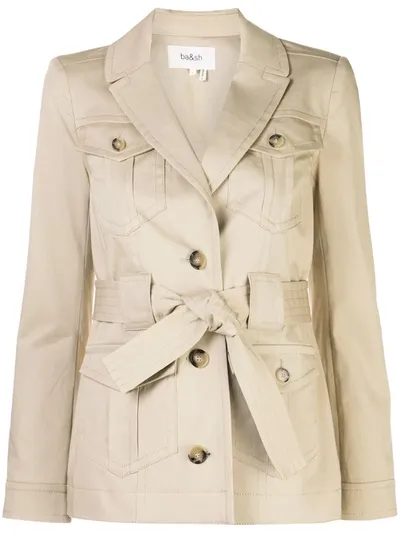 Ba&sh Tie Waist Blazer Jacket In Brown