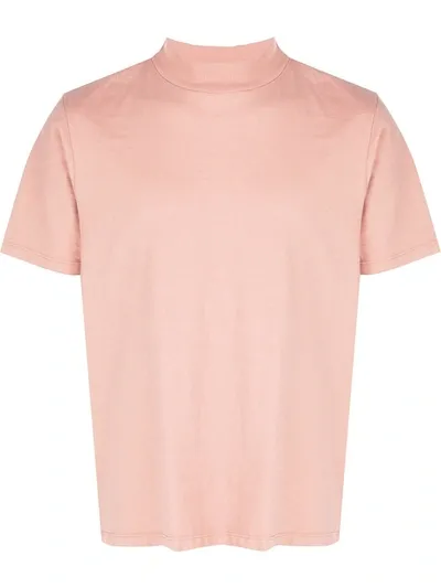 Les Tien Mock Neck Cotton T-shirt In Pink