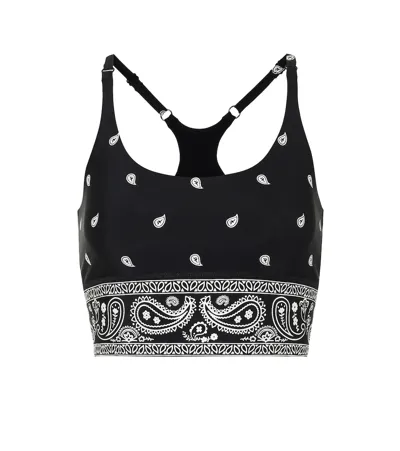 Adam Selman Sport Paisley-print Performance Crop Top In Black