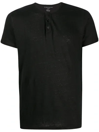 Majestic Short-sleeve Henley Shirt In Black