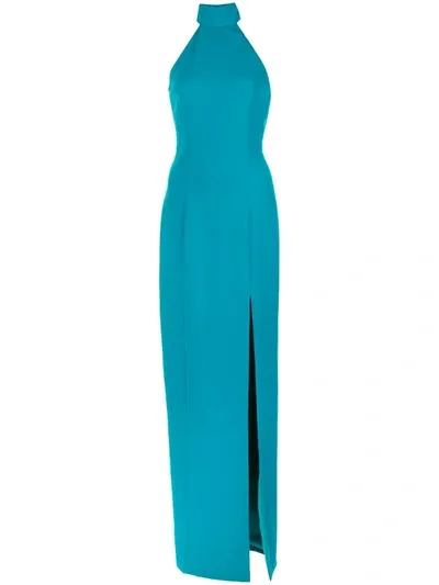 Jay Godfrey Halter Neck Maxi Dress In Blue