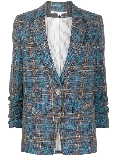 Veronica Beard Martel Dickey Checked Woven Blazer In Navy