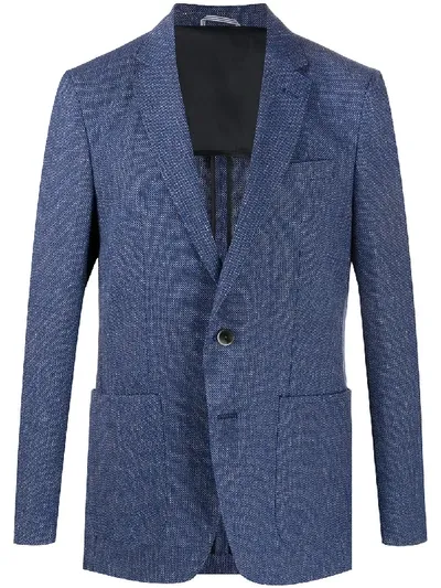 Hugo Boss Boss Wool Textured Blazer In Blue