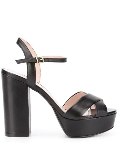 Schutz Crossover Strap 120mm Platform Sandals In Black