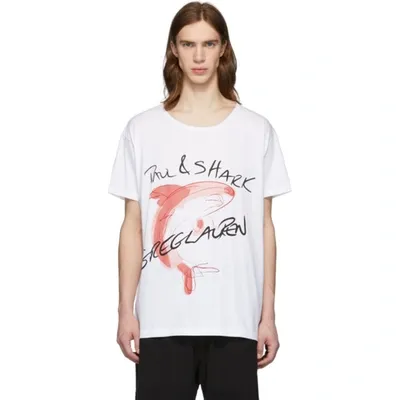 Greg Lauren Souvenir Shark T-shirt In White