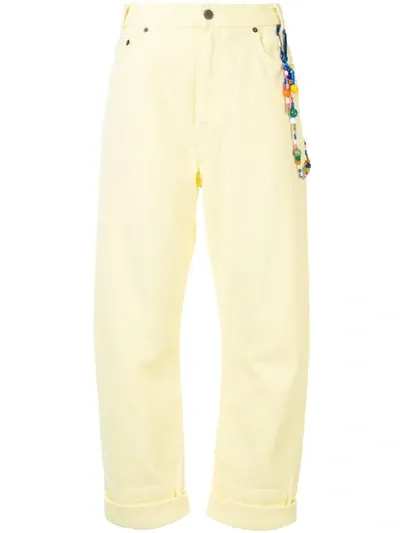 Mira Mikati Keyring Spray Paint Jeans In Yellow