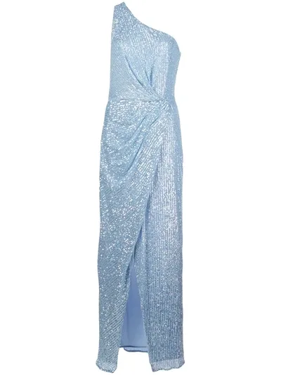 Jay Godfrey One-shoulder Sequin Gown In Blue