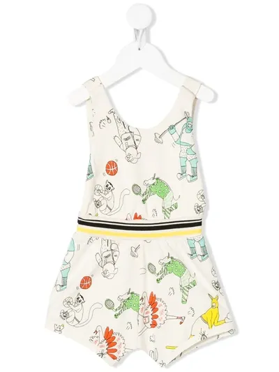 Noe & Zoe Babies' Olympic Animals Sketch-print Shorties In Neutrals