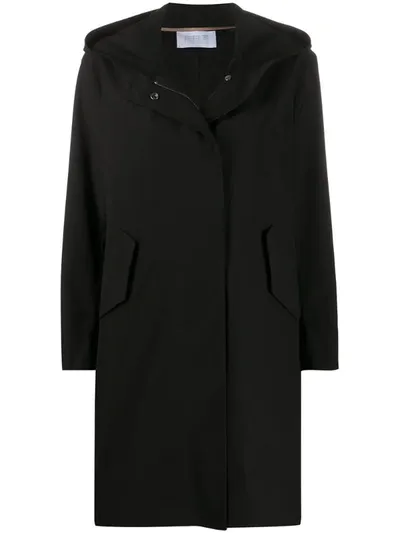 Harris Wharf London Concealed Zip Coat In Black