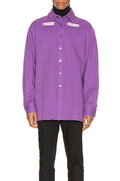 Raf Simons Pocket Detail Denim Overshirt In Purple