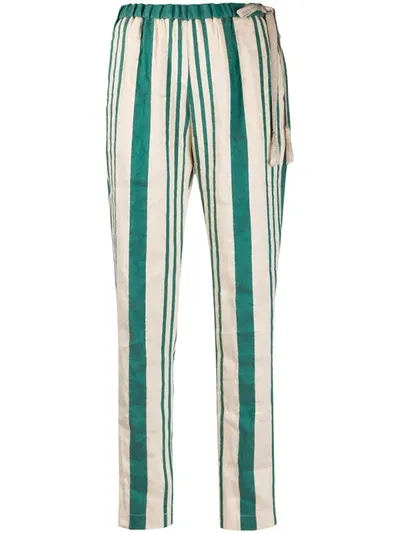 Forte Forte Linen Silk Blend Trousers In Green