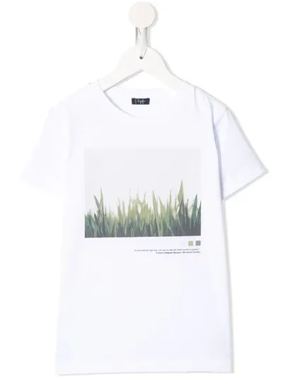 Il Gufo Kids' Grass-print Crew-neck T-shirt In White