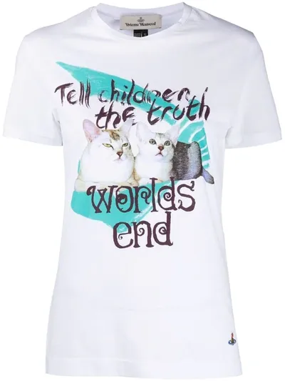 Vivienne Westwood Cat Print Organic Cotton Jersey T-shirt In White