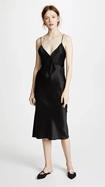 Olivia Von Halle Issa Long Silk Nightgown In Black