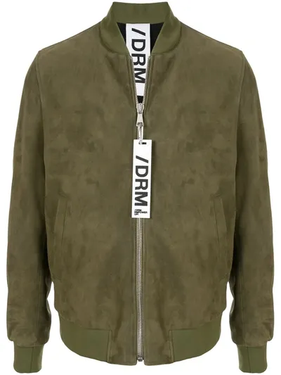 Drome Textured Round Neck Bomber Jacket In Green