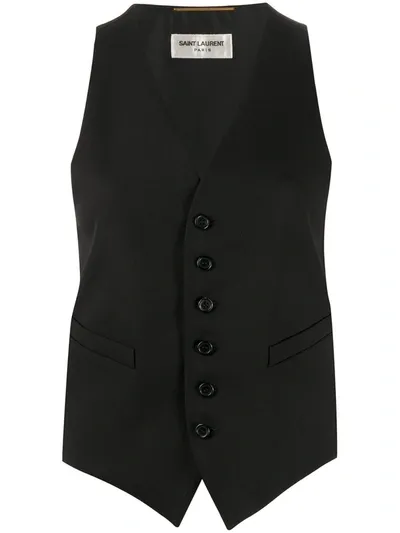 Saint Laurent Classic Button-up Waistcoat In Black