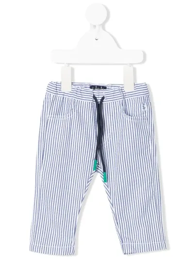 Il Gufo Babies' Striped Pants In White And Blue