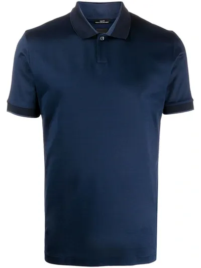 Hugo Boss Contrasting Cuffs Polo Shirt In Blue