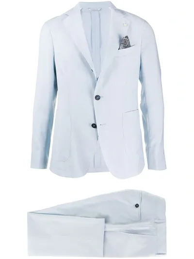 Manuel Ritz Single Breasted Formal Suit In Blue