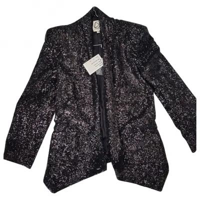 Pre-owned Dress Gallery Glitter Blazer In Black