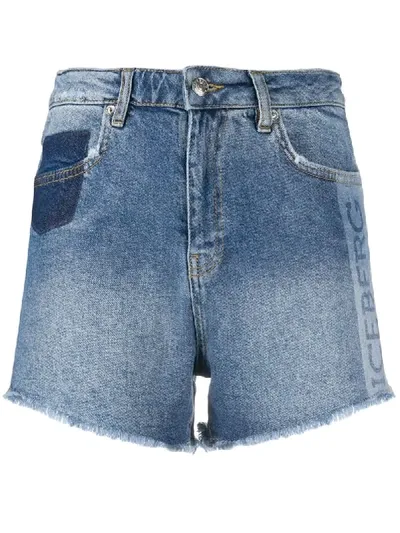 Iceberg Faded Denim Shorts In Blue