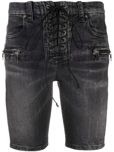 Ben Taverniti Unravel Project Laced Skinny Denim Shorts In Black